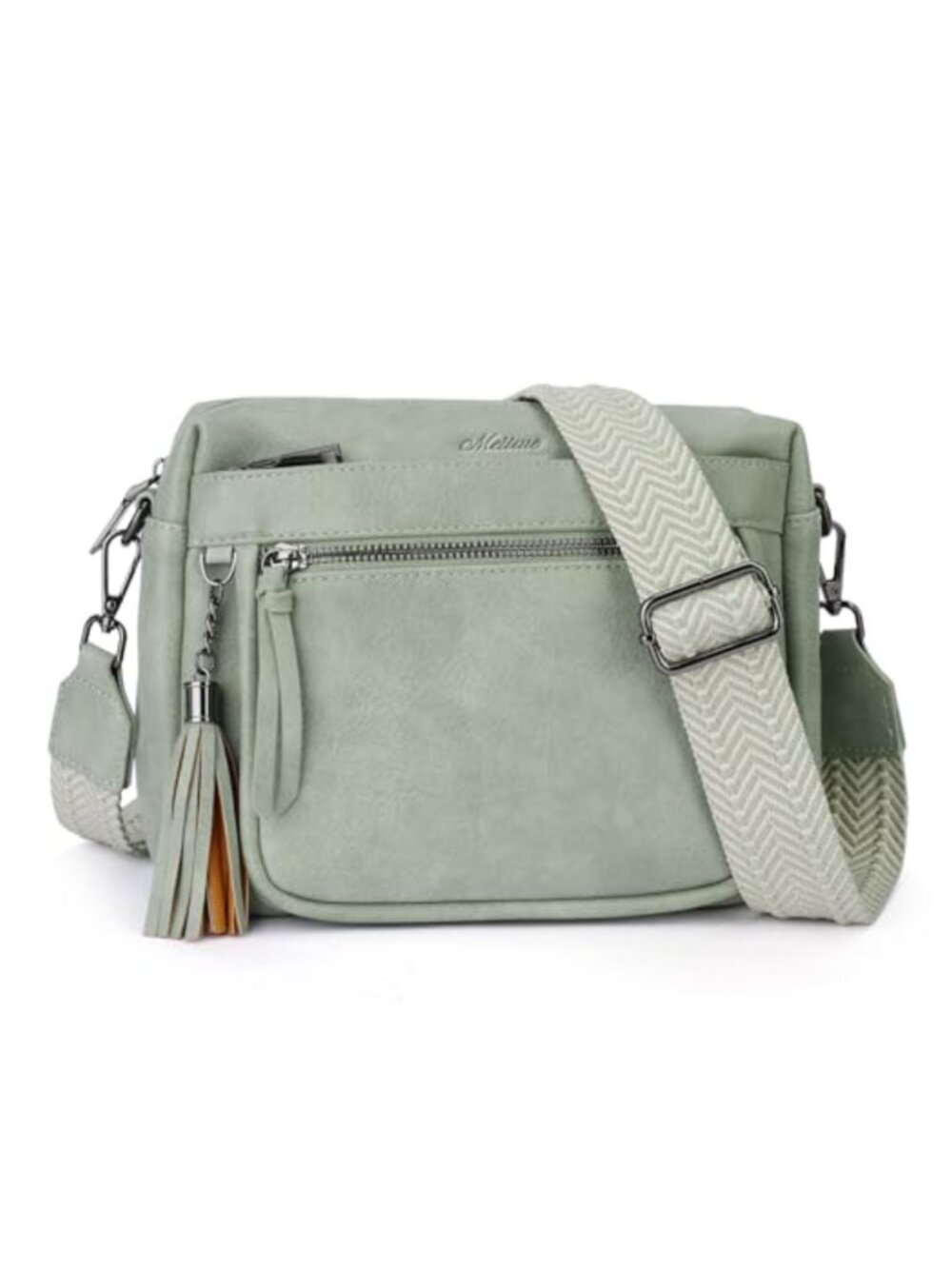 Vegan Leather Crossbody Bag Quilted Butterfly Design Adjustable Strap